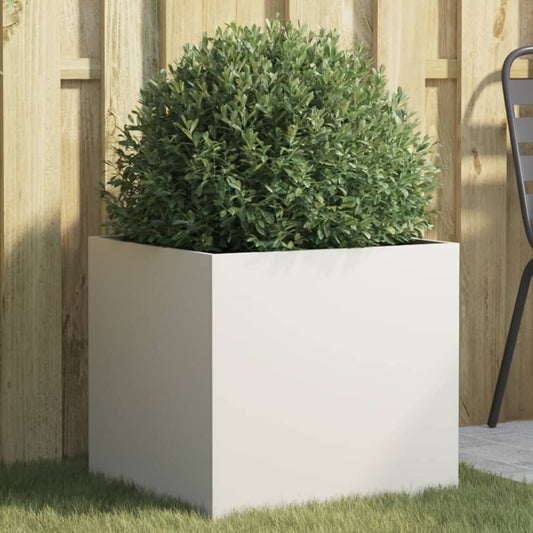 Utendørs Blomsterkasse Plantekasse Metall Hvit 49x47x46 cm stål