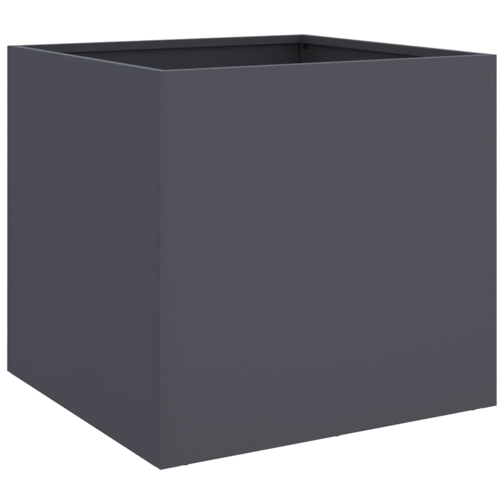 Utendørs Blomsterkasse Plantekasse Metall antrasitt 49x47x46 cm stål