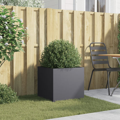 Utendørs Blomsterkasse Plantekasse Metall antrasitt 49x47x46 cm stål