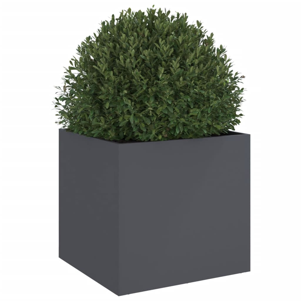 Utendørs Blomsterkasse Plantekasse Metall antrasitt 49x47x46 cm stål