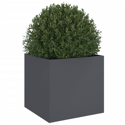 Utendørs Blomsterkasse Plantekasse Metall antrasitt 49x47x46 cm stål