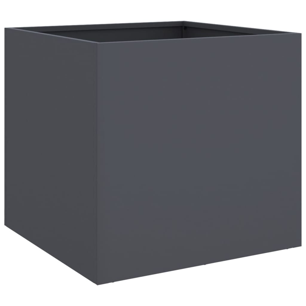 Utendørs Blomsterkasse Plantekasse Metall antrasitt 49x47x46 cm stål