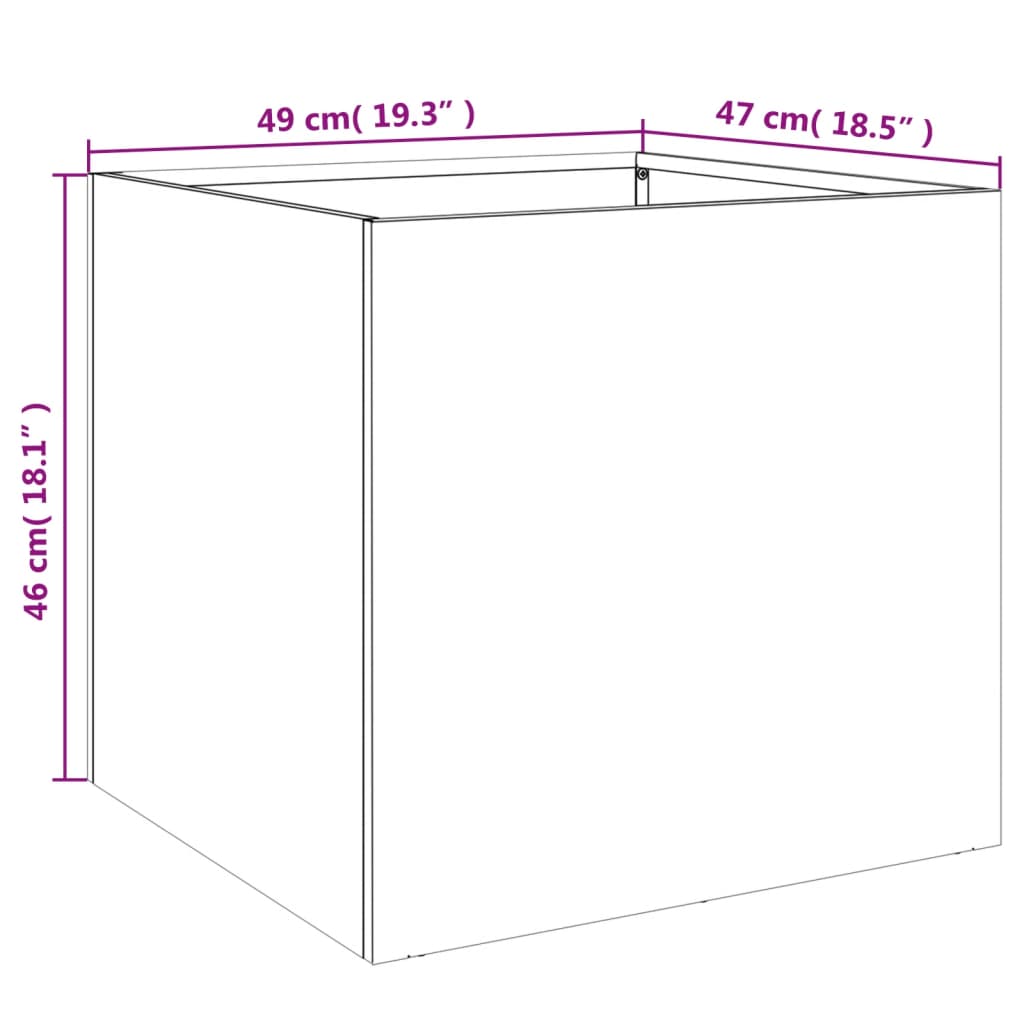 Utendørs Blomsterkasse Plantekasse Metall antrasitt 49x47x46 cm stål
