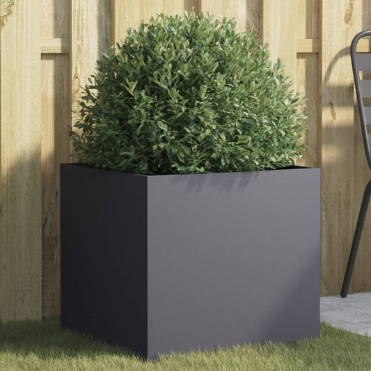 Utendørs Blomsterkasse Plantekasse Metall antrasitt 49x47x46 cm stål
