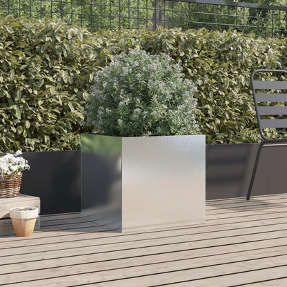 Utendørs Blomsterkasse Plantekasse Metall sølv 49x47x46 cm rustfritt stål