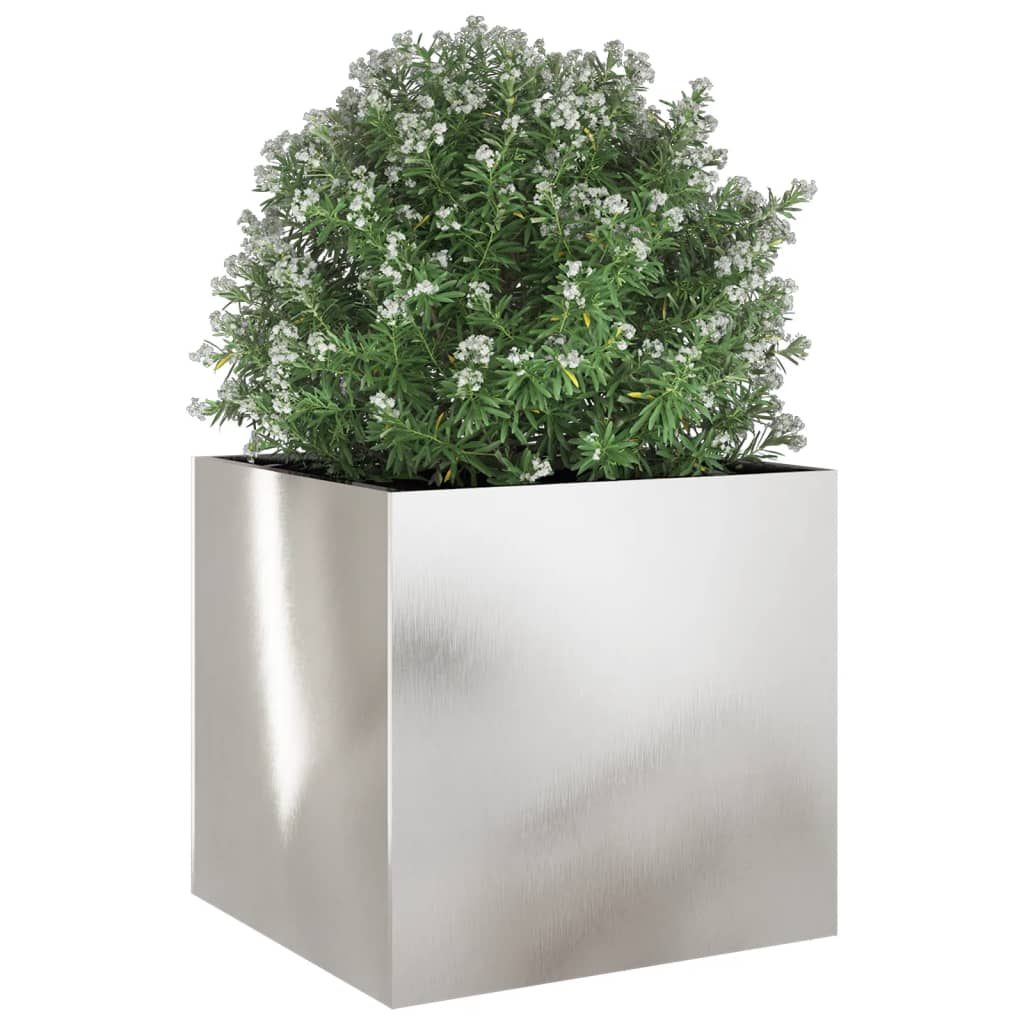 Utendørs Blomsterkasse Plantekasse Metall sølv 49x47x46 cm rustfritt stål