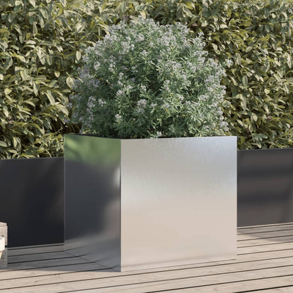 Utendørs Blomsterkasse Plantekasse Metall sølv 49x47x46 cm rustfritt stål