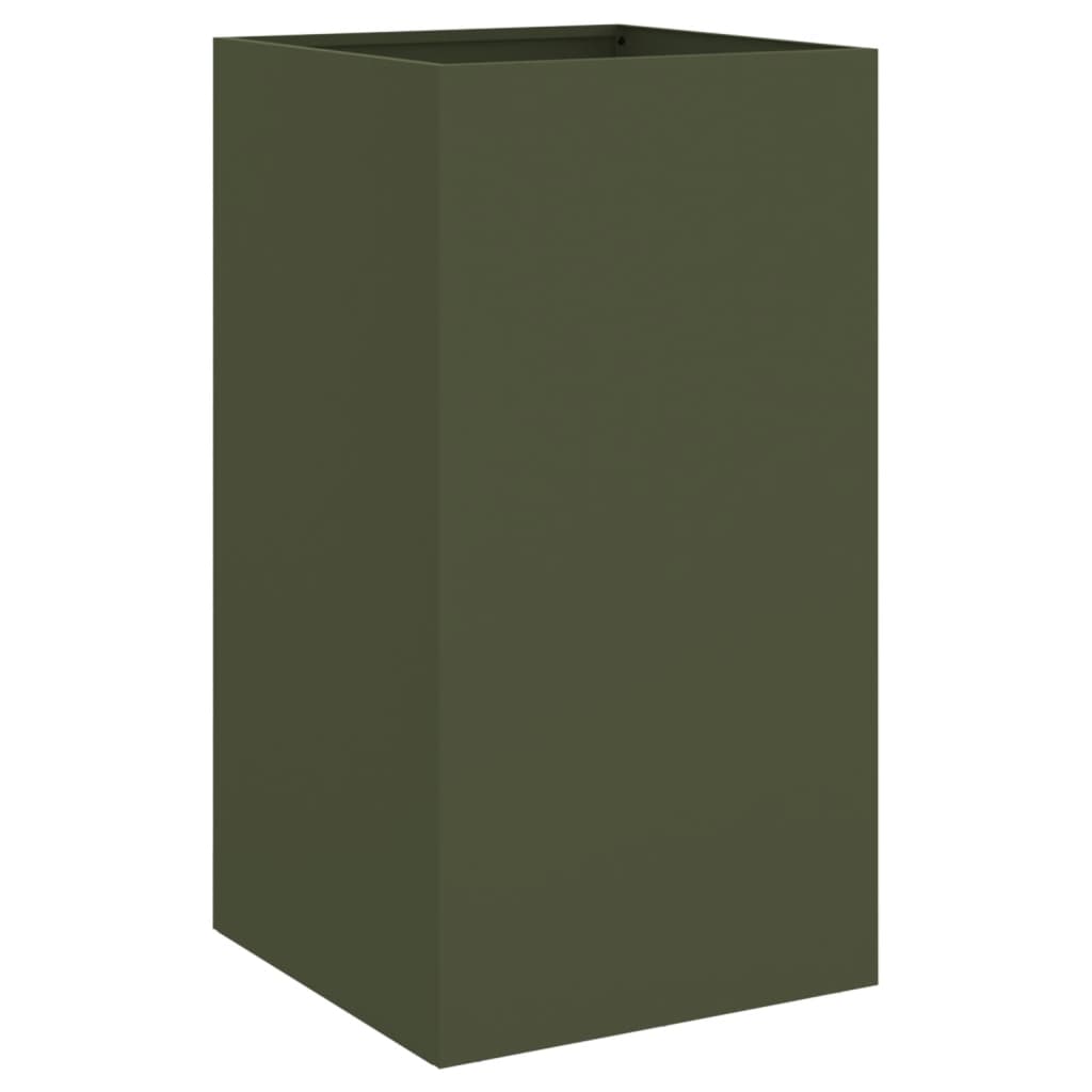 Utendørs Blomsterkasse Plantekasse Metall olivengrønn 42x38x75 cm stål