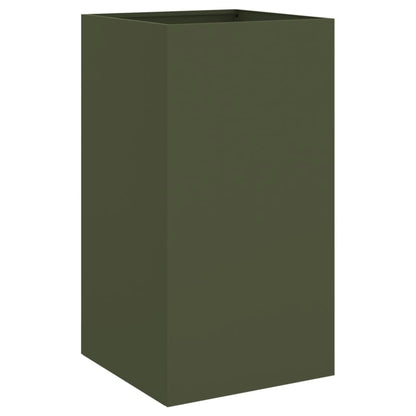 Utendørs Blomsterkasse Plantekasse Metall olivengrønn 42x38x75 cm stål