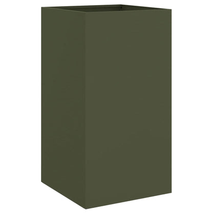 Utendørs Blomsterkasse Plantekasse Metall olivengrønn 42x38x75 cm stål