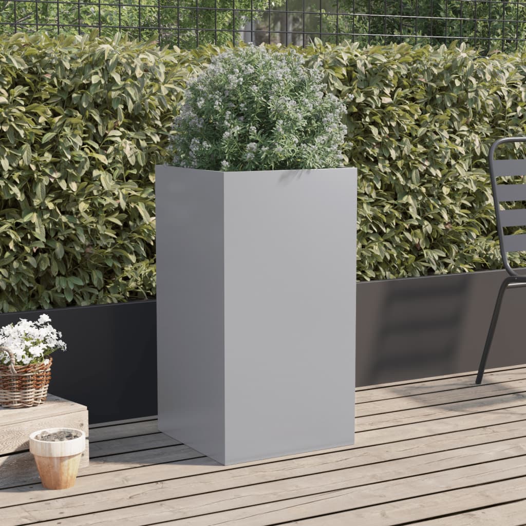 Utendørs Blomsterkasse Plantekasse Metall sølv 42x38x75 cm rustfritt stål