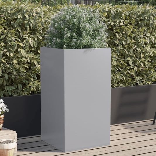 Utendørs Blomsterkasse Plantekasse Metall sølv 42x38x75 cm rustfritt stål