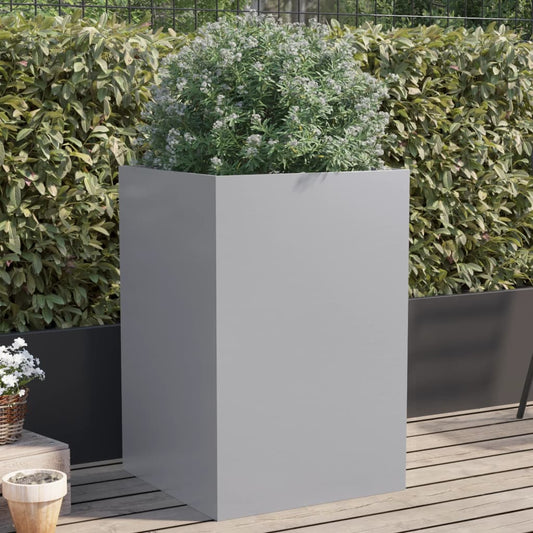 Utendørs Blomsterkasse Plantekasse Metall sølv 52x48x75 cm galvanisert stål