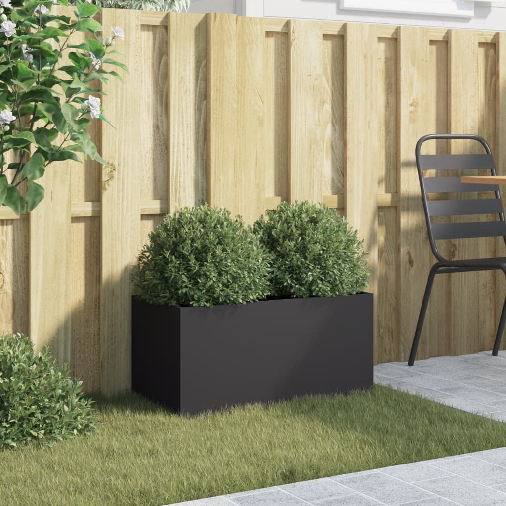 Utendørs Blomsterkasse Plantekasse Metall Svart 62x30x29 cm stål