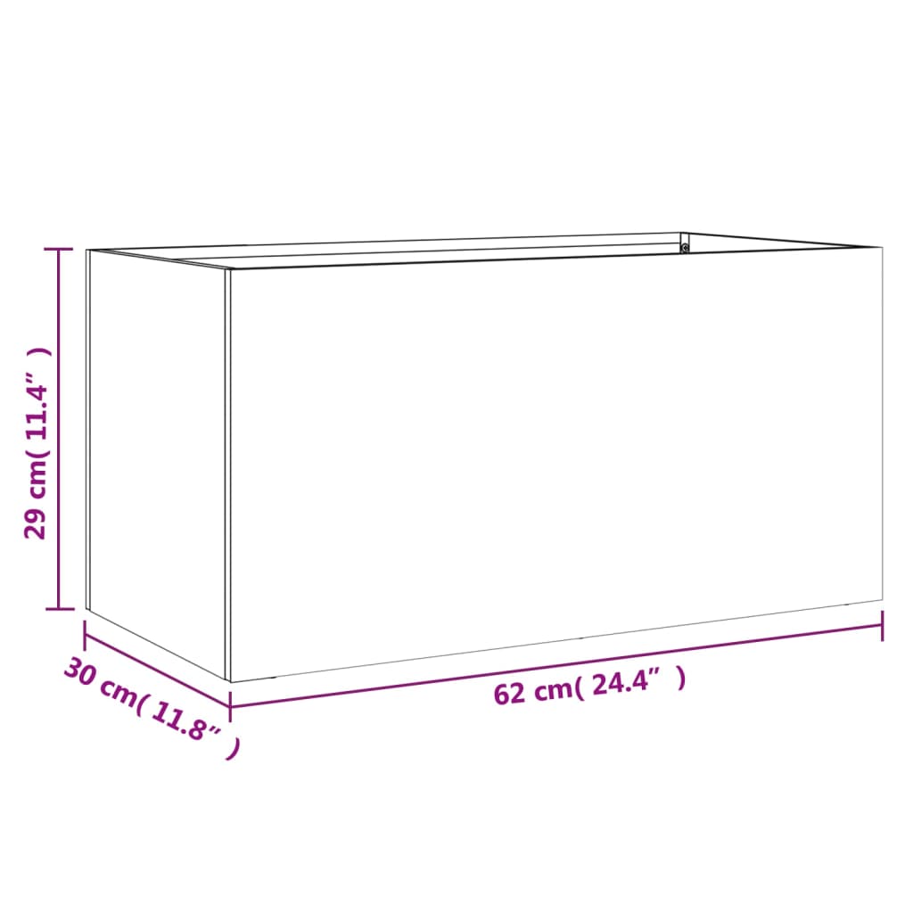 Utendørs Blomsterkasse Plantekasse Metall Svart 62x30x29 cm stål