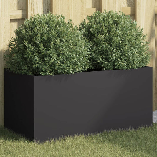 Utendørs Blomsterkasse Plantekasse Metall Svart 62x30x29 cm stål
