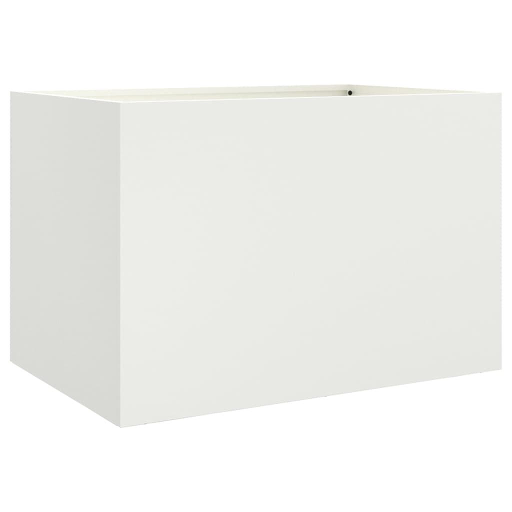 Utendørs Blomsterkasse Plantekasse Metall Hvit 62x40x39 cm stål