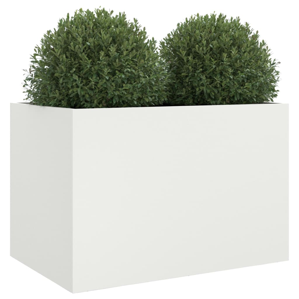 Utendørs Blomsterkasse Plantekasse Metall Hvit 62x40x39 cm stål