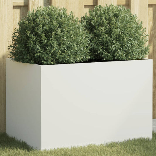 Utendørs Blomsterkasse Plantekasse Metall Hvit 62x40x39 cm stål