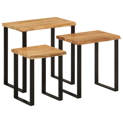 Sidebord Tre Stablebare med naturlig kant 3 stk heltre akasie