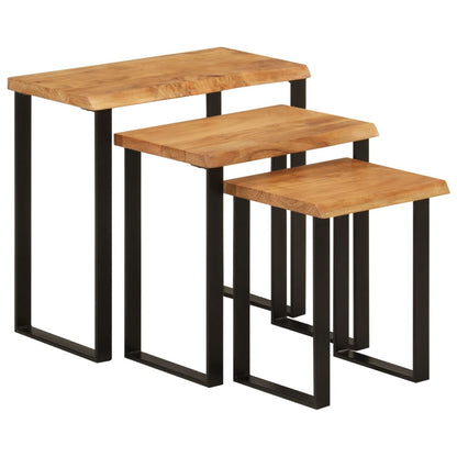 Sidebord Tre Stablebare med naturlig kant 3 stk heltre akasie