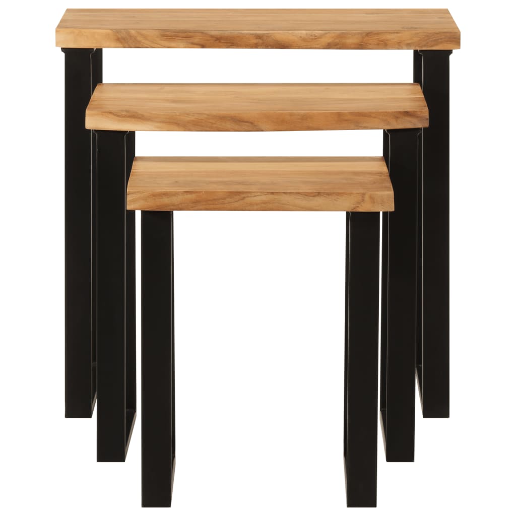 Sidebord Tre Stablebare med naturlig kant 3 stk heltre akasie