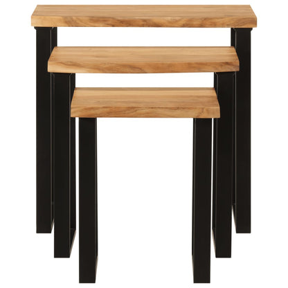 Sidebord Tre Stablebare med naturlig kant 3 stk heltre akasie