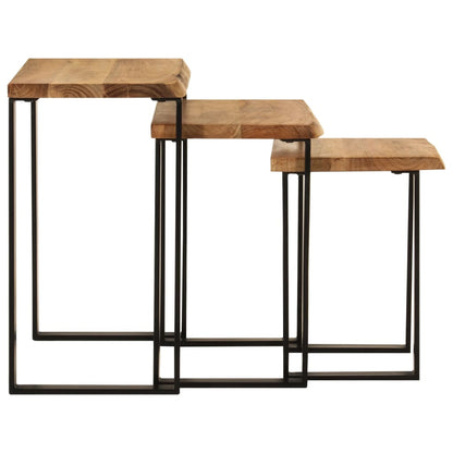 Sidebord Tre Stablebare med naturlig kant 3 stk heltre akasie