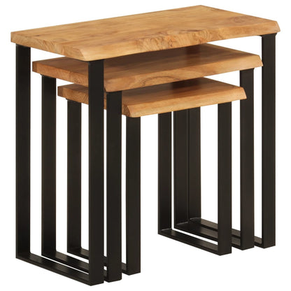 Sidebord Tre Stablebare med naturlig kant 3 stk heltre akasie