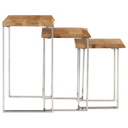 Sidebord Tre Stablebare med naturlig kant 3 stk heltre akasie