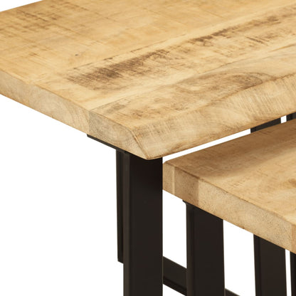 Sidebord Svart Tre Stablebord med naturlig kant 3 stk heltre mango