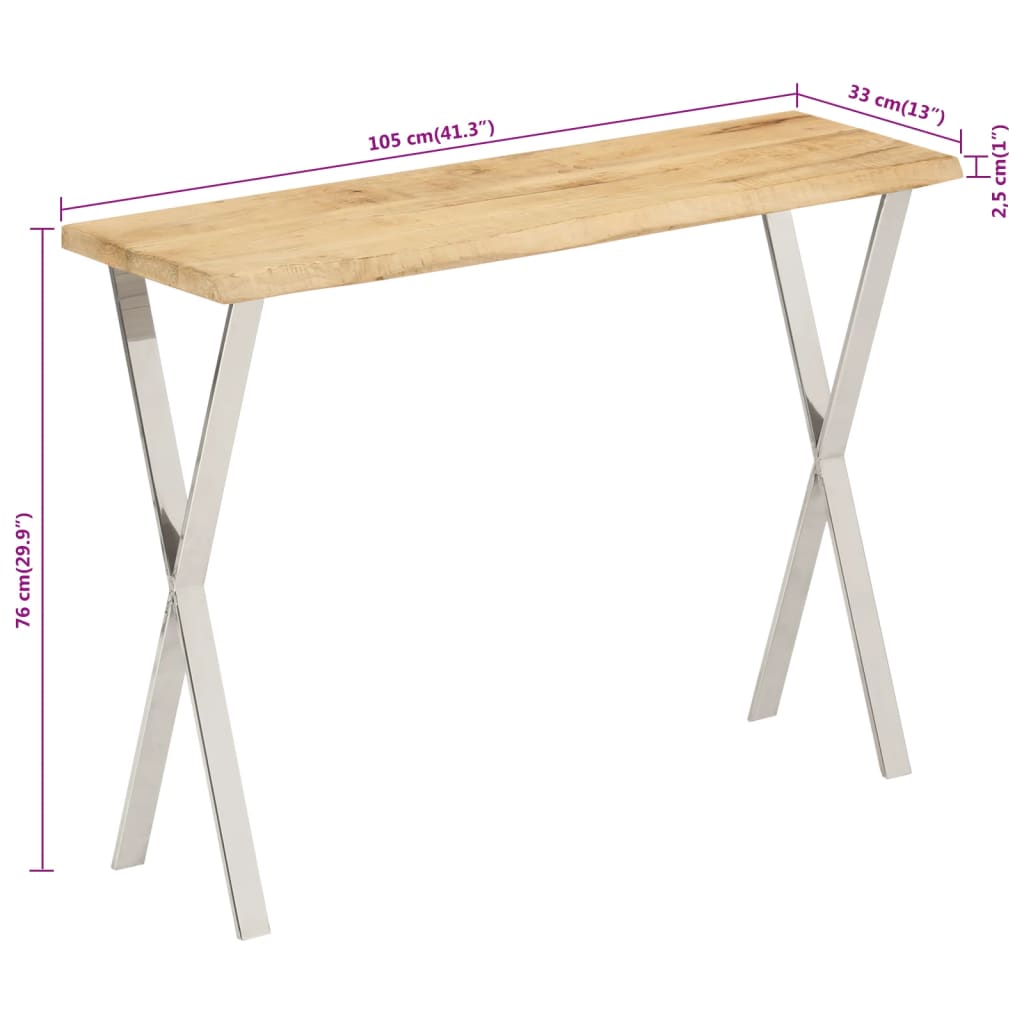 Avlastningsbord Konsollbord Tre med naturlig kant 105x33x76 cm heltre mango