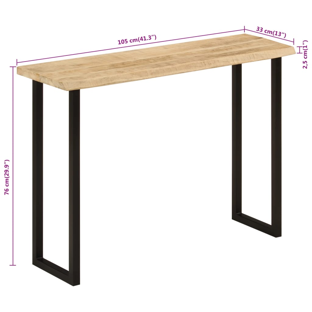 Avlastningsbord Konsollbord Tre med naturlig kant 105x33x76 cm heltre akasie