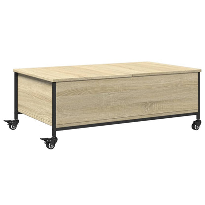 Salongbord Sofabord Svart med hjul 91x55x34 cm tre