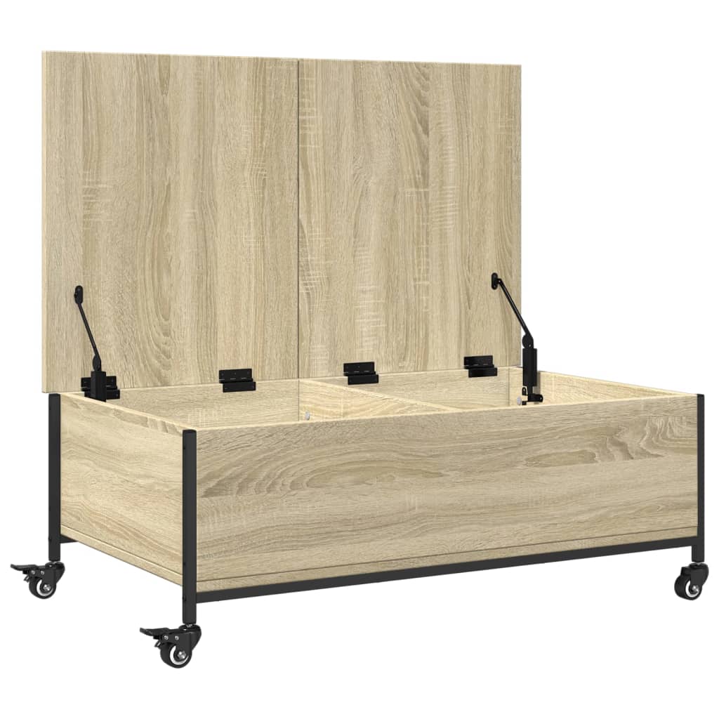 Salongbord Sofabord Svart med hjul 91x55x34 cm  tre