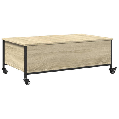 Salongbord Sofabord Svart med hjul 91x55x34 cm tre