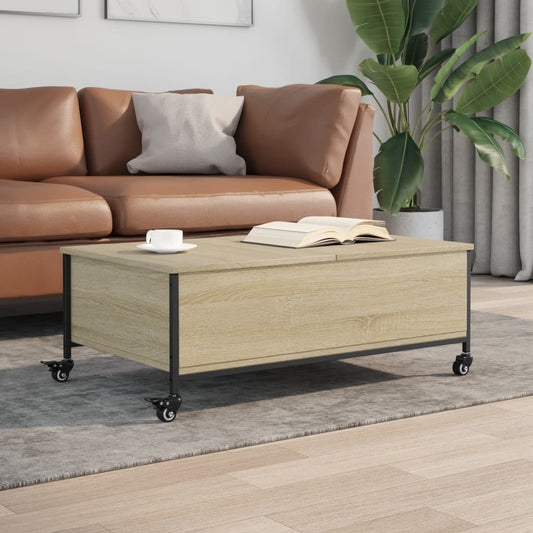 Salongbord Sofabord Svart med hjul 91x55x34 cm  tre