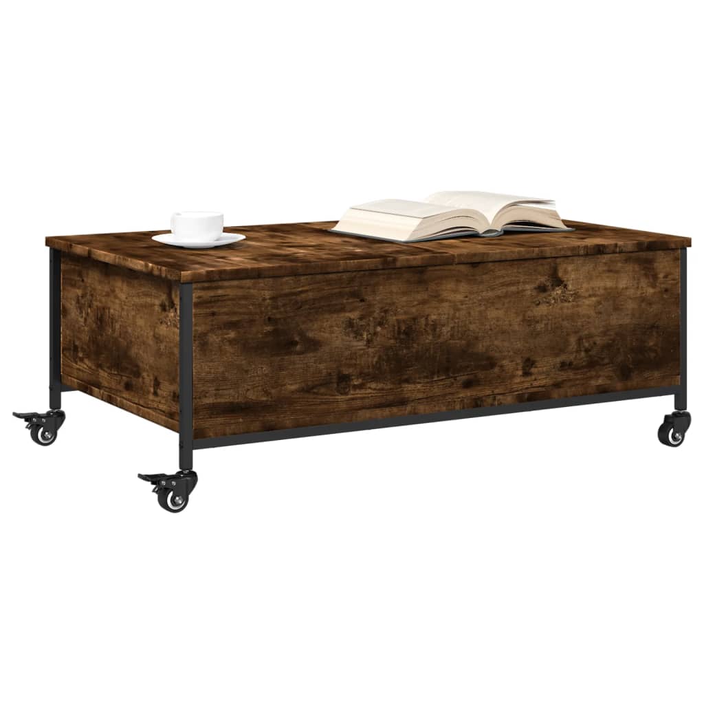 Salongbord Sofabord Svart med hjul 91x55x34 cm  tre