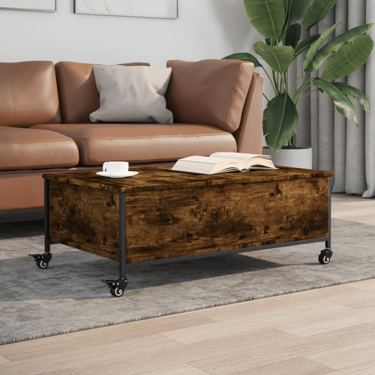 Salongbord Sofabord Svart med hjul 91x55x34 cm  tre