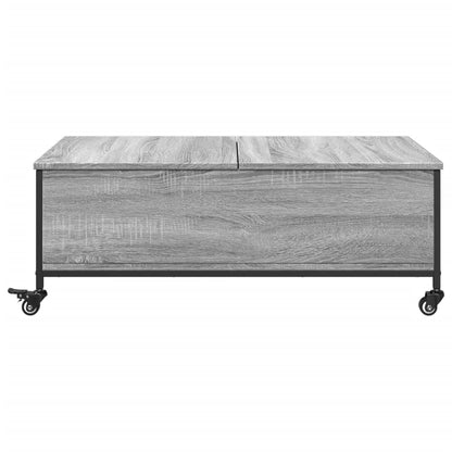 Salongbord Sofabord Sonoma Grå med hjul 91x55x34 cm konstruert tre