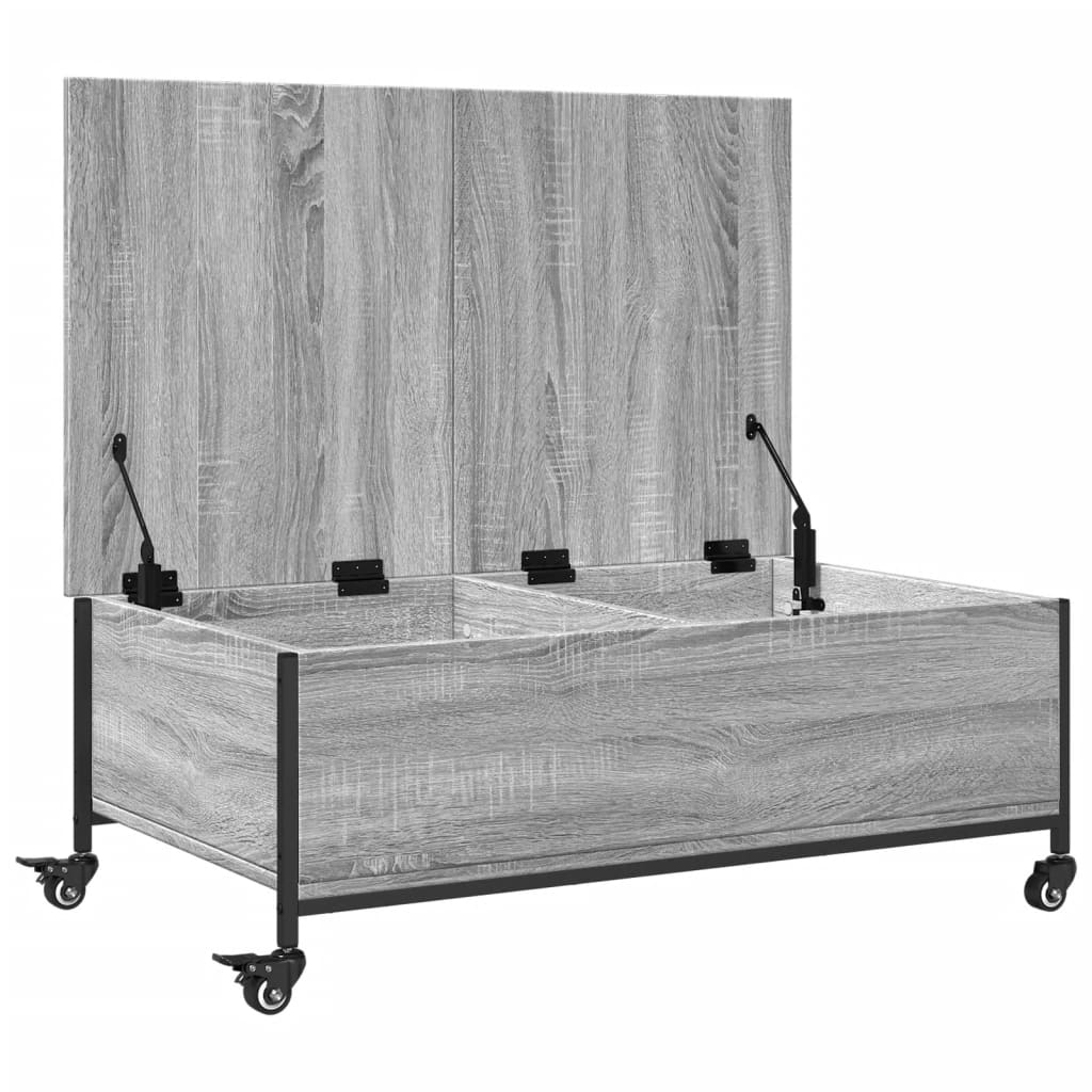 Salongbord Sofabord Sonoma Grå med hjul 91x55x34 cm konstruert tre