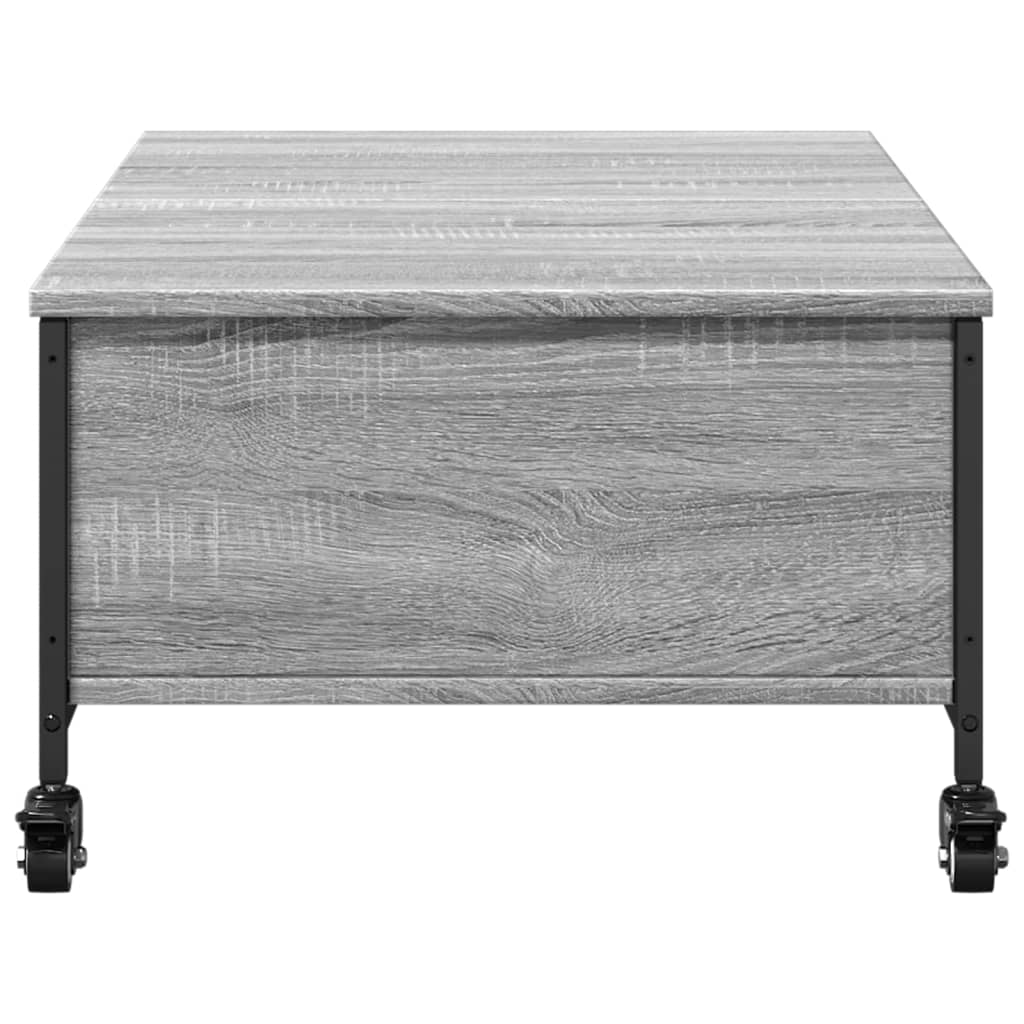 Salongbord Sofabord Sonoma Grå med hjul 91x55x34 cm konstruert tre