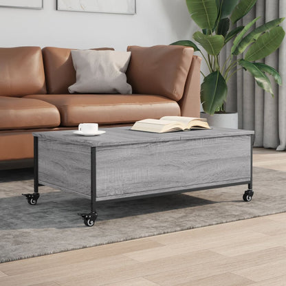 Salongbord Sofabord Sonoma Grå med hjul 91x55x34 cm konstruert tre