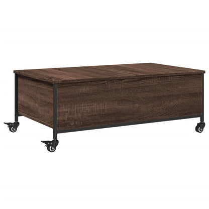 Salongbord Sofabord Brun Eik med hjul 91x55x34 cm konstruert tre