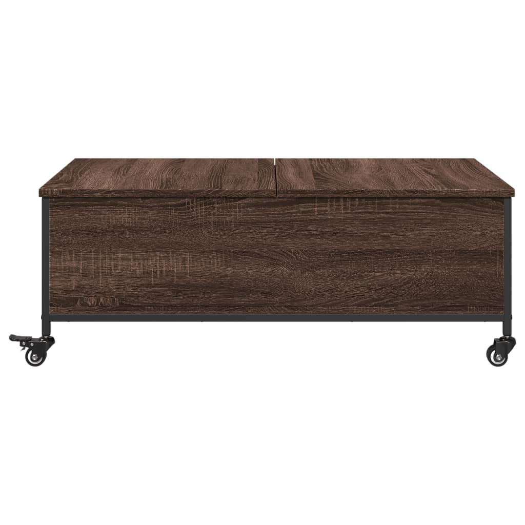 Salongbord Sofabord Brun Eik med hjul 91x55x34 cm konstruert tre