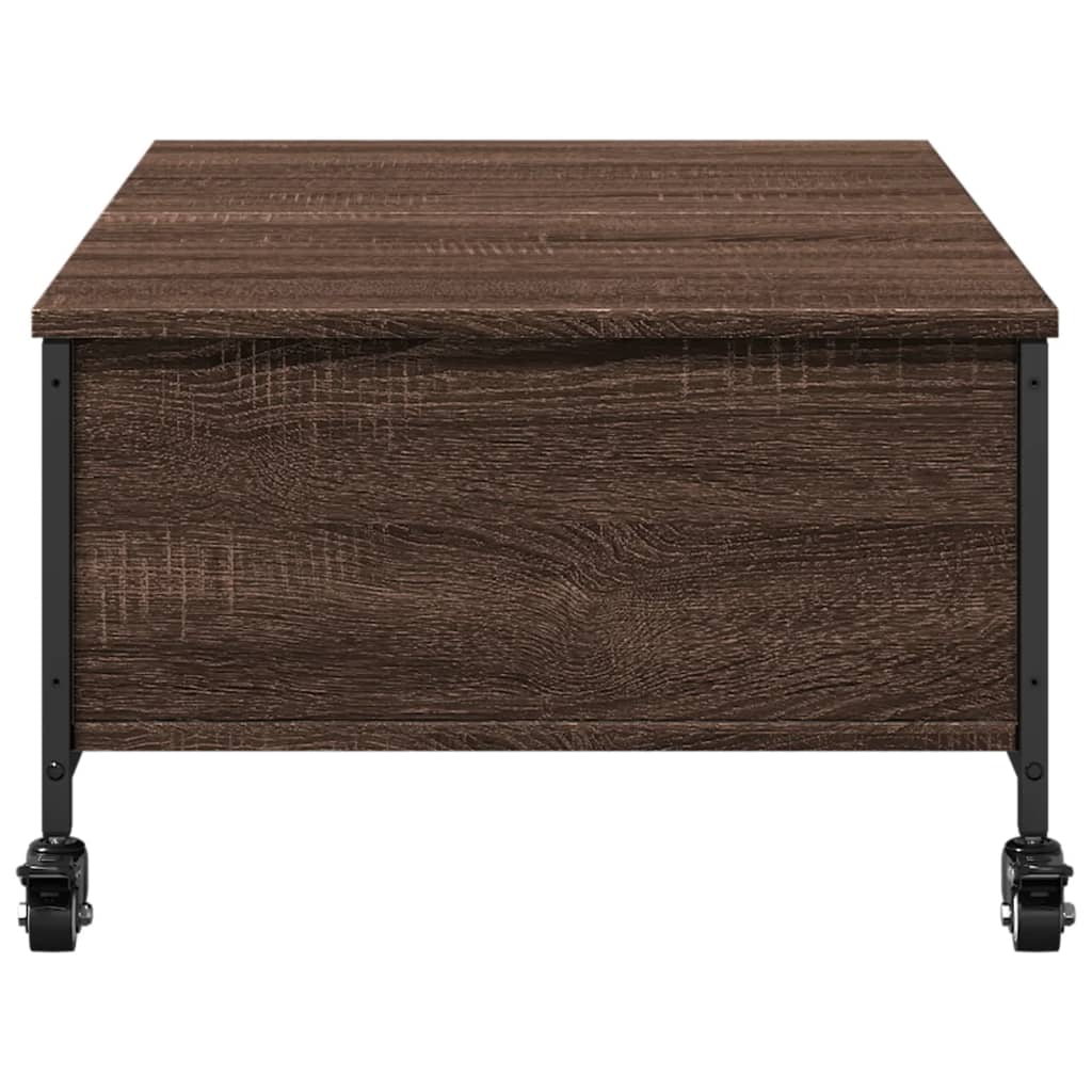 Salongbord Sofabord Brun Eik med hjul 91x55x34 cm konstruert tre