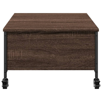 Salongbord Sofabord Brun Eik med hjul 91x55x34 cm konstruert tre