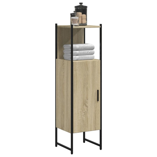Baderomsskap sonoma eik 33x33x120,5 cm konstruert tre