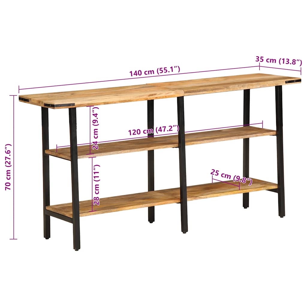 Avlastningsbord konsollbord Tre 140x35x70 cm heltre mango