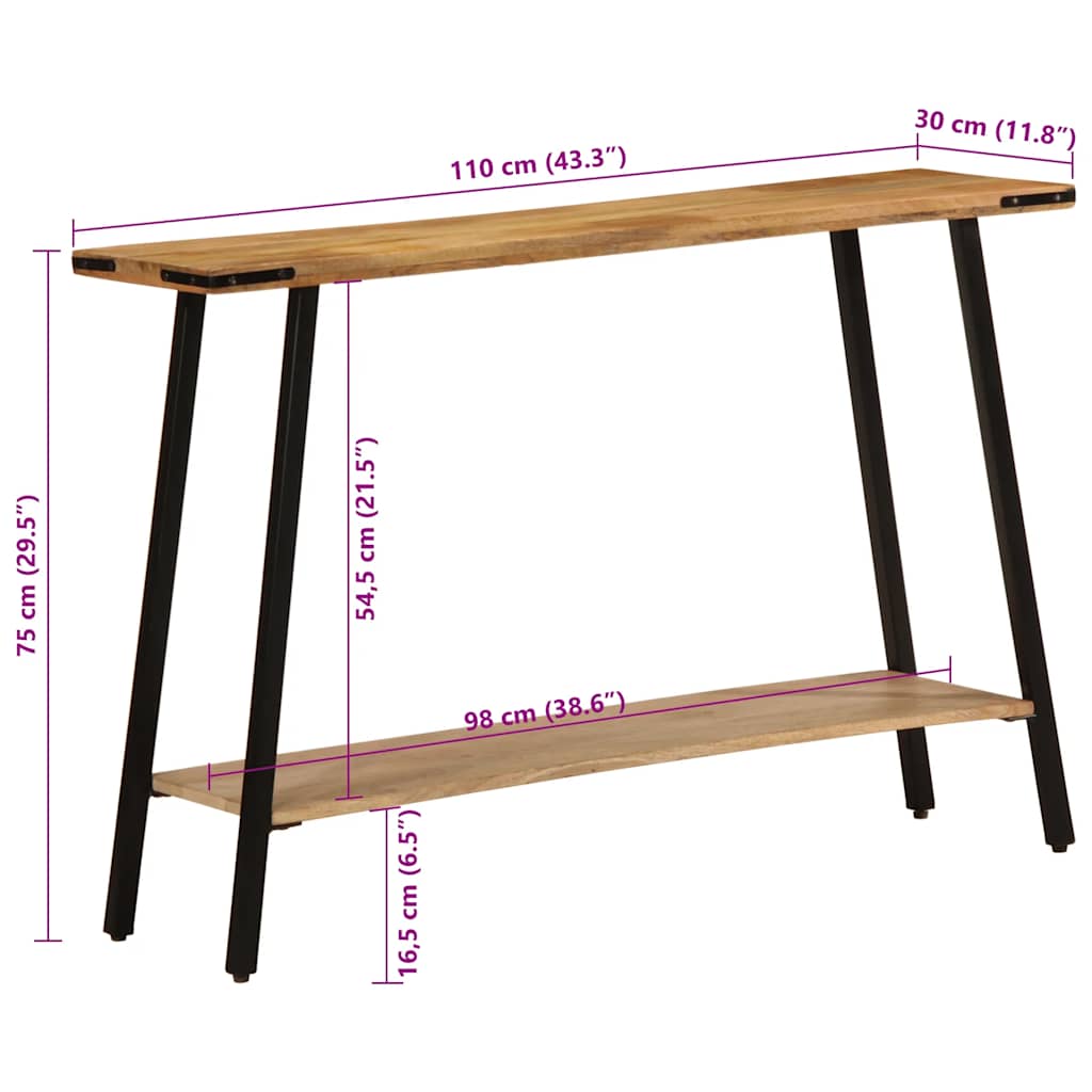 Avlastningsbord konsollbord Tre 110x30x75 cm grovt heltre mango